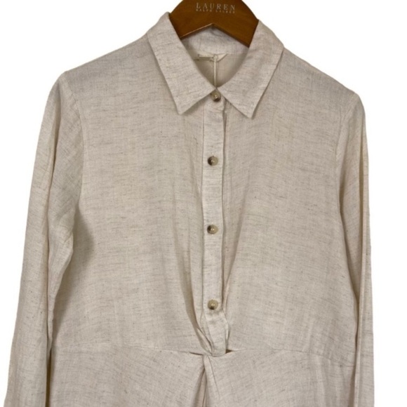 Sim & Sam Linen Blend Midi Dress Twist Button Front Neutral Color Sz S NWT - Picture 5 of 16